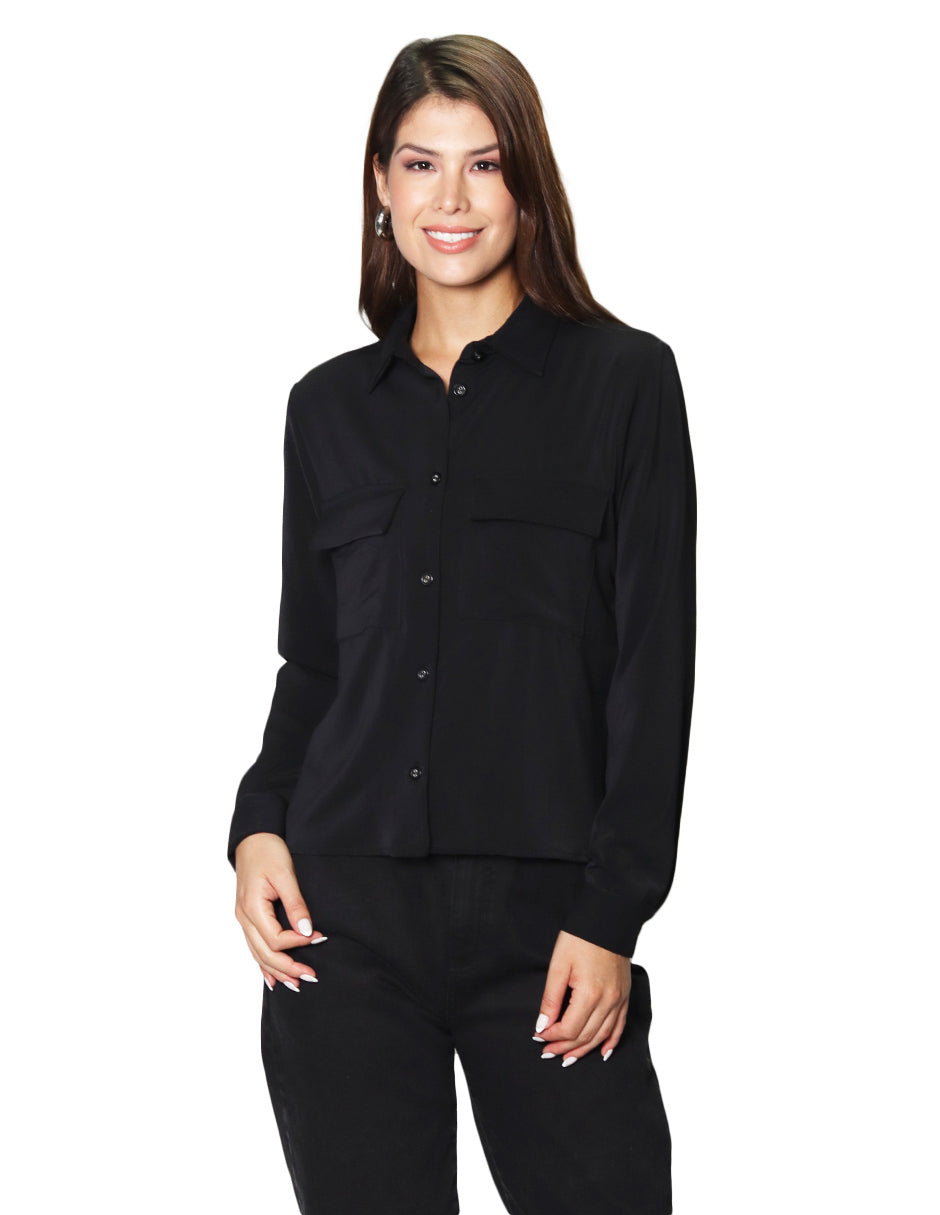 Blusas Para Mujer Camisera Corta N43123 Negro