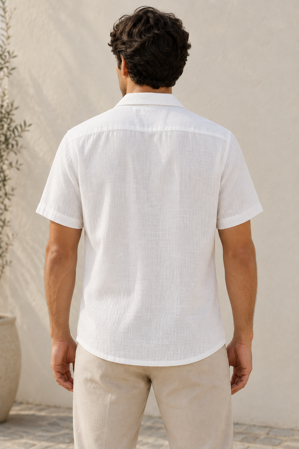 Camisas Para Hombre Tipo Lino Corte Relaxed Estilo Resort B61551 Blanco