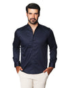 Camisas Para Hombre De Manga Larga Cuello Mao Con Aletilla Slim Fit BPOPSM Marino