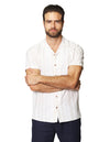 Camisas Para Hombre De Manga Corta Con Estampado De Cuadros Cuello Abierto Con Textura Relaxed Fit B41379 Beige