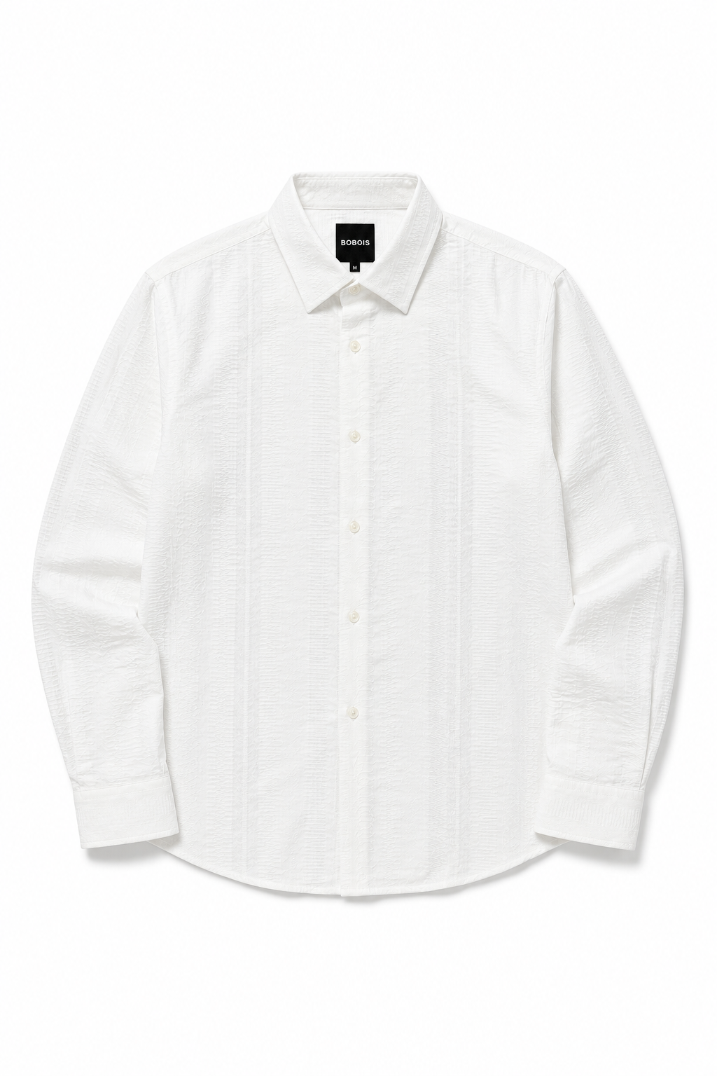 Camisa para Hombre Manga Larga Jacquard Antiarrugas B61406 Blanco
