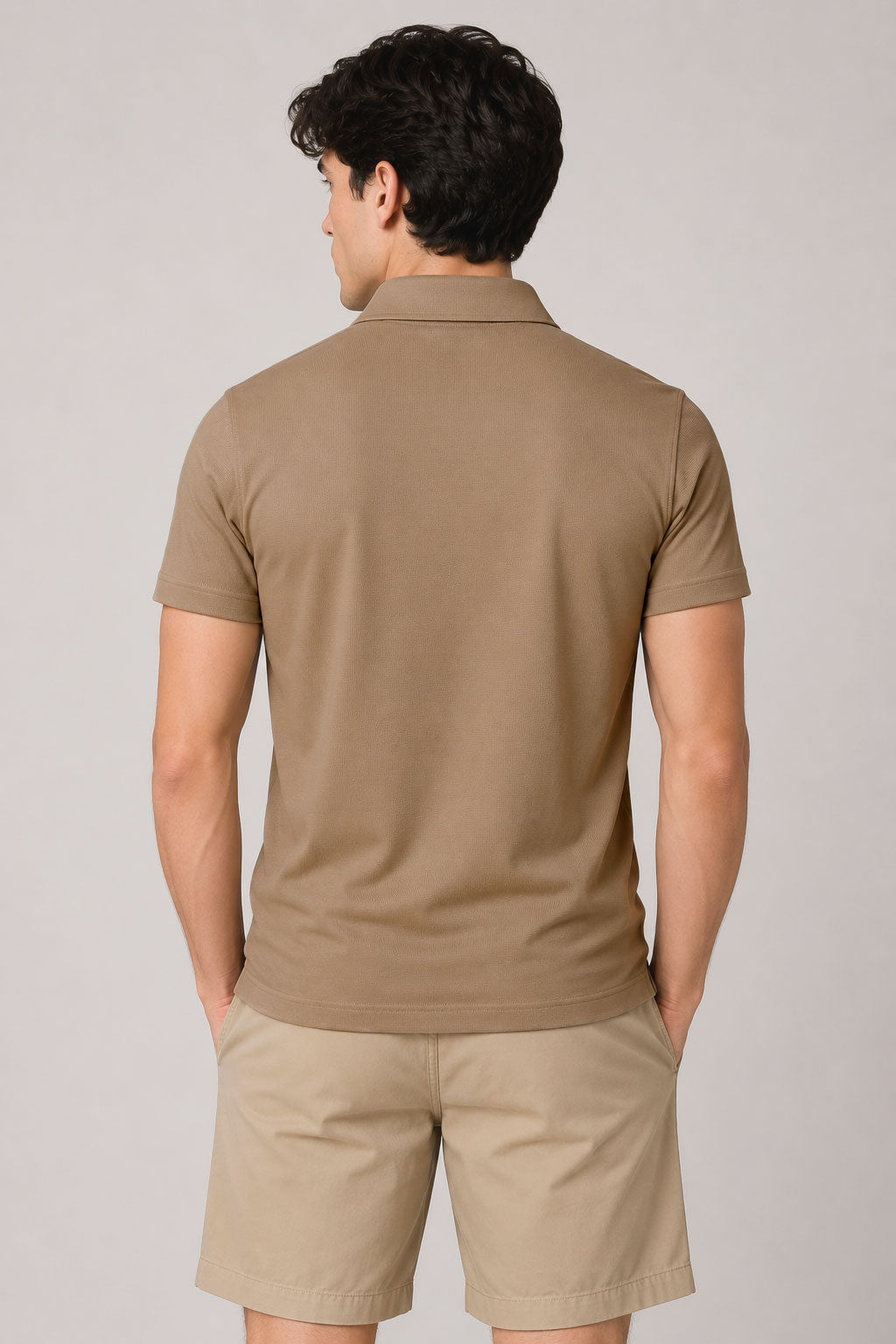 Playeras Polo Para Hombre Spandex Con Textura A55402 Camel