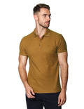 Playeras Polo Para Hombre De Manga Corta Lisa Basica Con Logo Bordado Slim Fit APOLOB Ocre