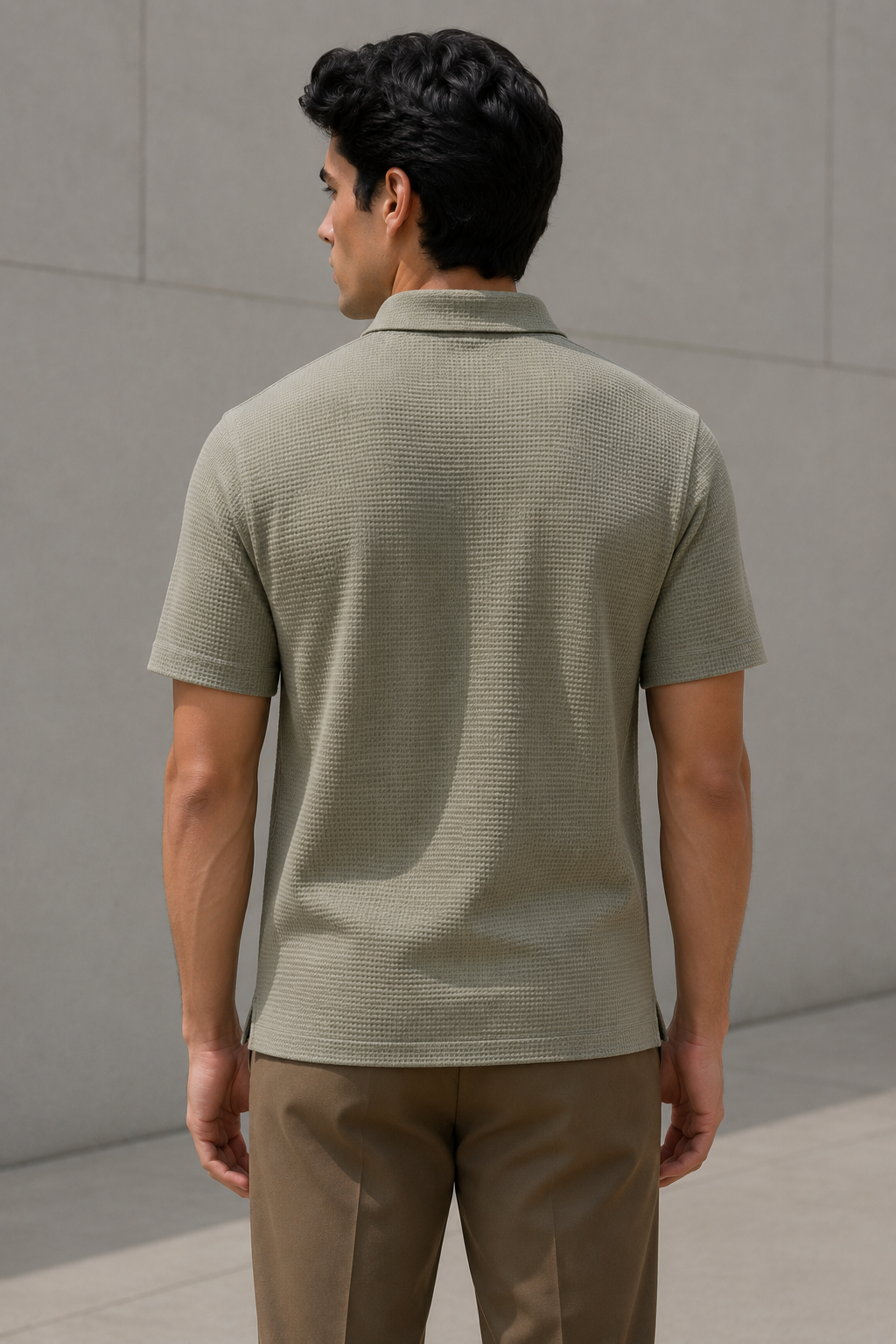 Playeras Polo Para Hombre Premium Con Textura A55405 Kaki