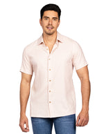 Camisas Para Hombre Estilo Lino Liso B51372 Rosa Palo
