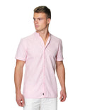 Camisas Para Hombre Bobois Moda Casuales Manga Corta Cuello Mao Tipo Lino Lisa Basica Slim Fit B31360 Rosa