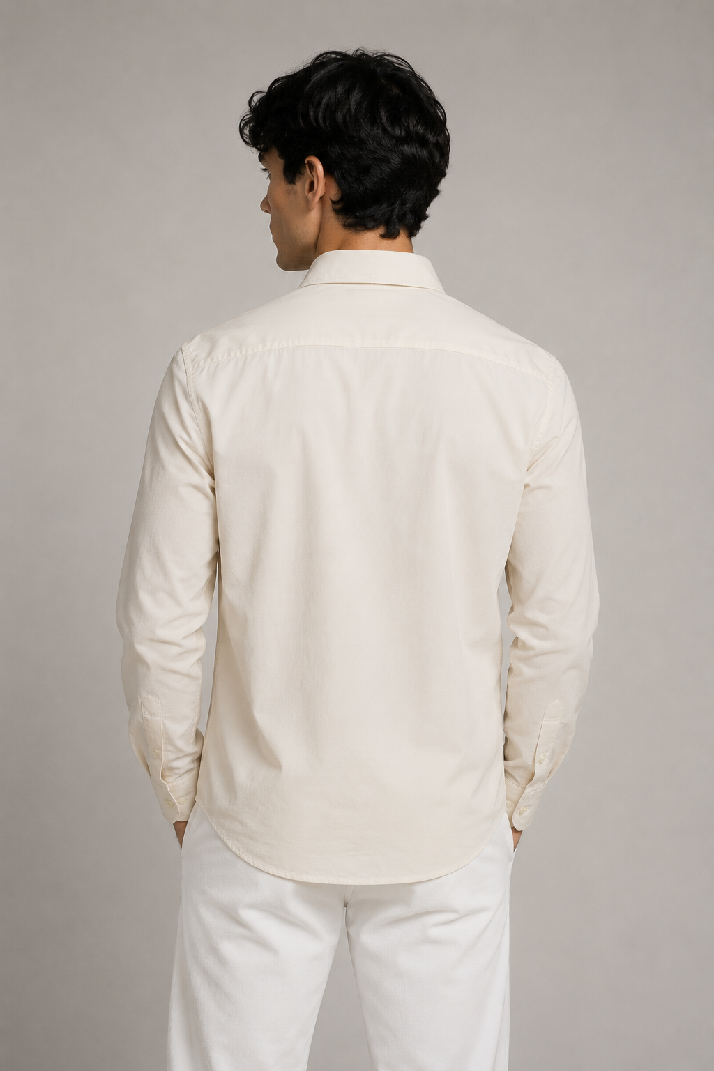 Camisas Para Hombre Formal Básica Lisa Libre de Arrugas B55406 Hueso