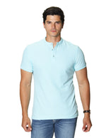Playeras Polo Para Hombre Lisa De Manga Corta Cuello Mao APCMAO Aqua