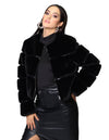 Chamarras Para Mujer Bobois Moda Casuales Corta De Peluche Cuello Redondo De Manga Larga Con Cierre Q33205 Negro