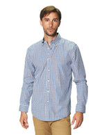 Camisas Para Hombre Manga Larga Cuadros Bicolor B45203 Azul