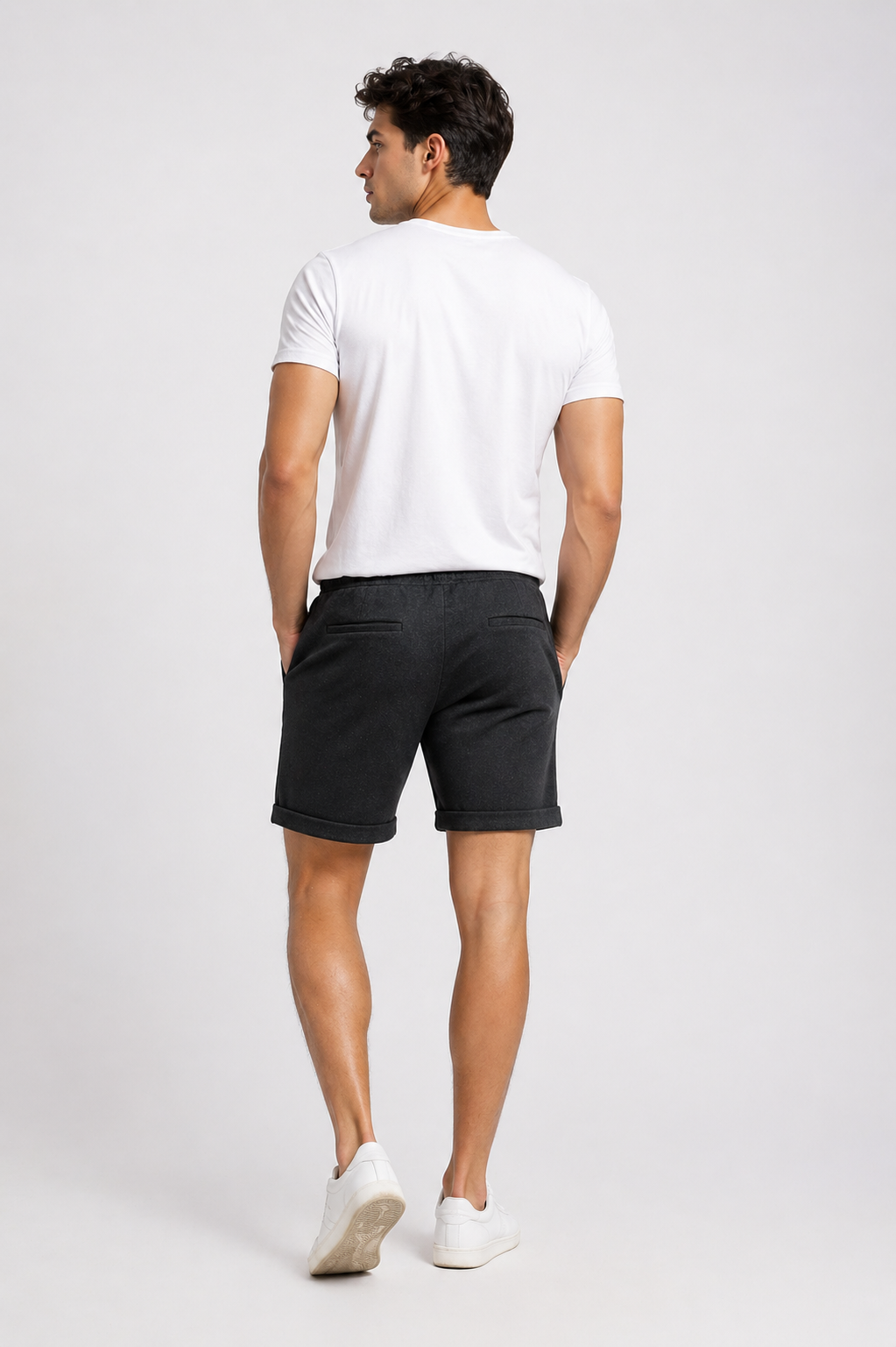 Shorts Para Hombre Bermudas Cortos Tejidos Con Jareta G61451 Negro