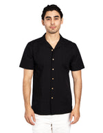 Camisas Para Hombre Jacquard De Manga Corta B51361 Negro