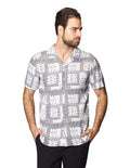 Camisas Para Hombre Comoda Estampada De Manga Corta Cuello Abiero Relaxed Fit B41595 Blanco