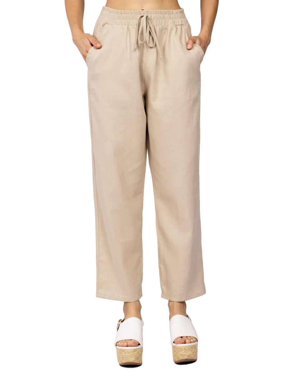 Pantalones Para Mujer Ligero Con Jareta W51114 Arena