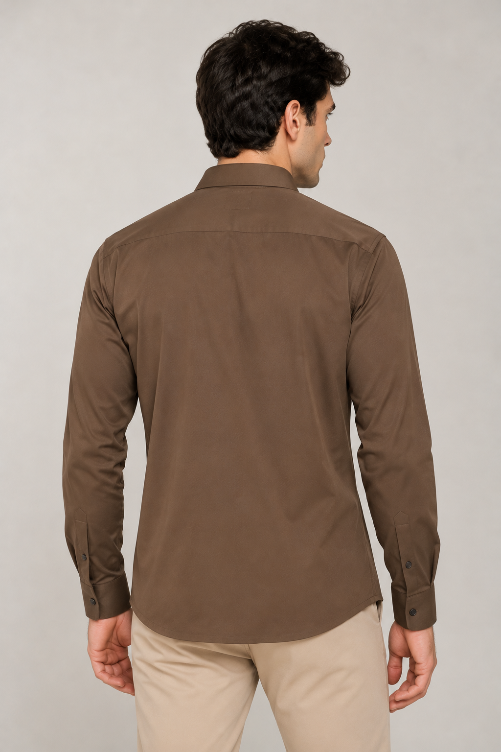 Camisas Para Hombre Super Stretch Sin Costuras B65405 Café