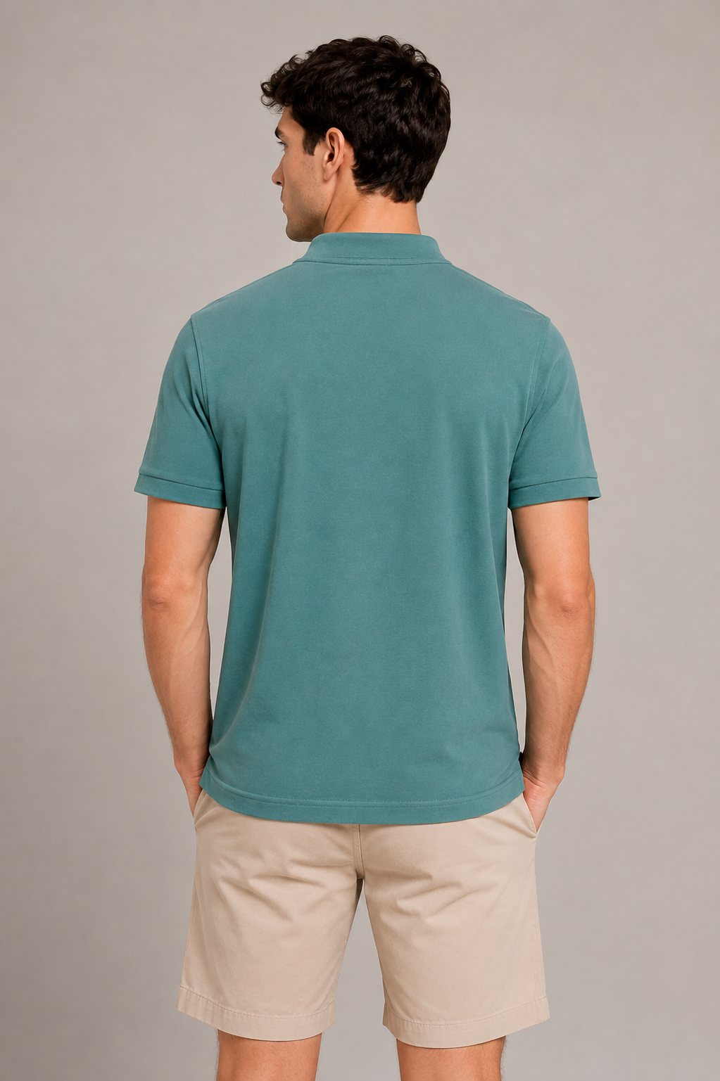 Playeras Polo Para Hombre Cuello Mao Spandex APMAO Verde