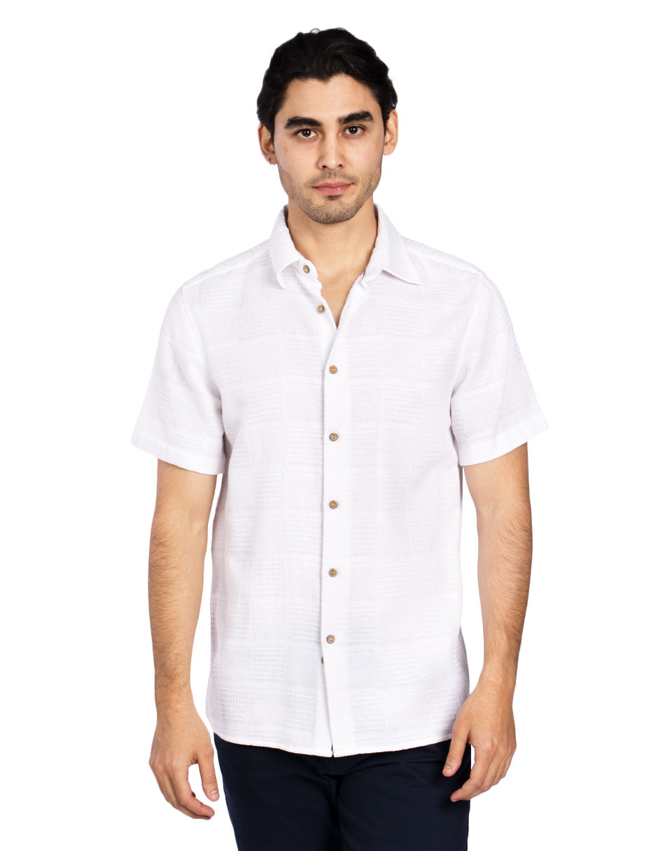 Camisas Para Hombre Textura Jacquard B51367 Blanco