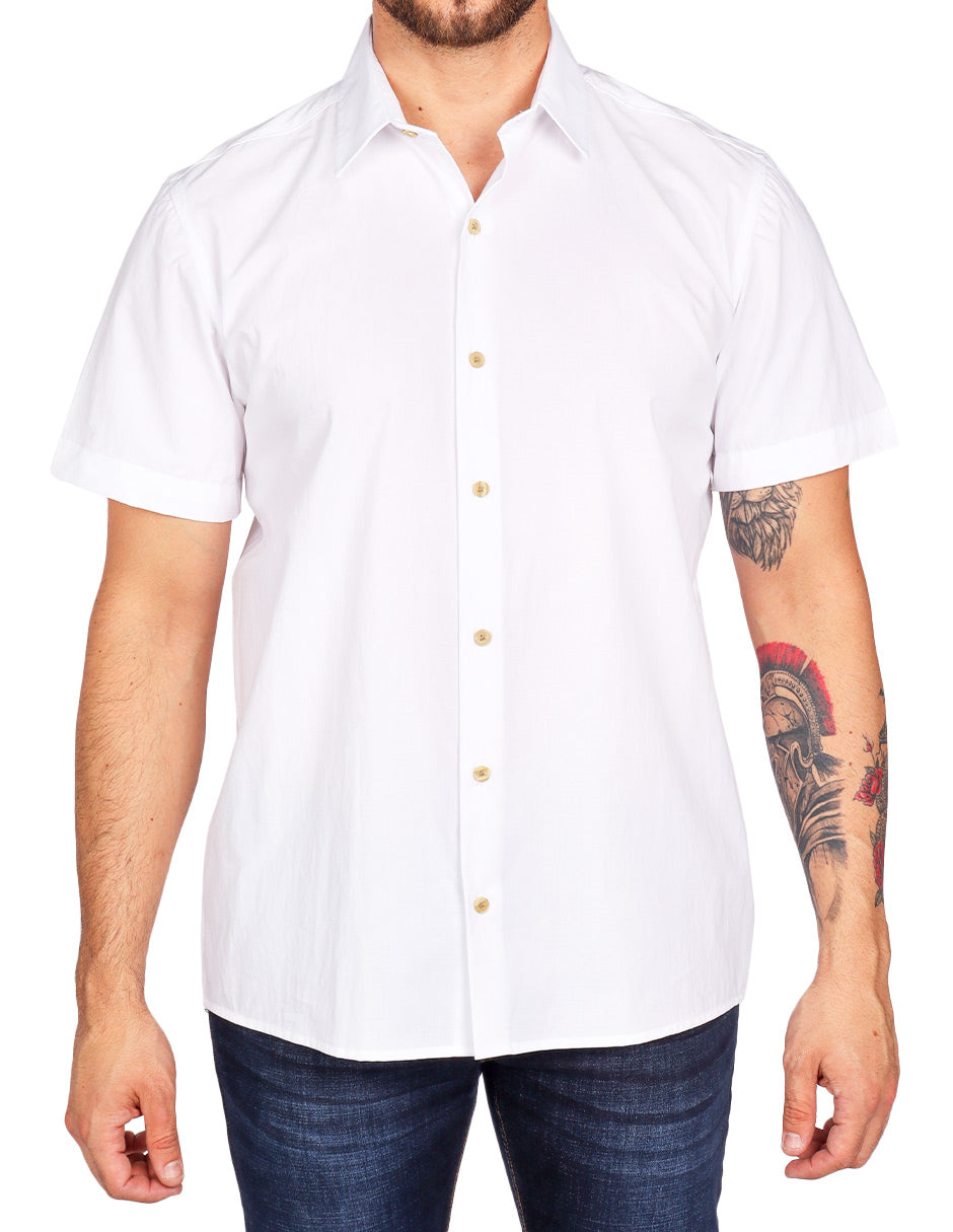 Camisas Para Hombre Regular Fit Recta B51352 Blanco