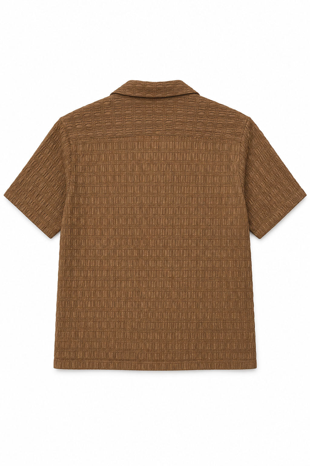 Camisa para Hombre Manga Corta Resort Jacquard Super Stretch Antiarrugas B61457 Tabaco