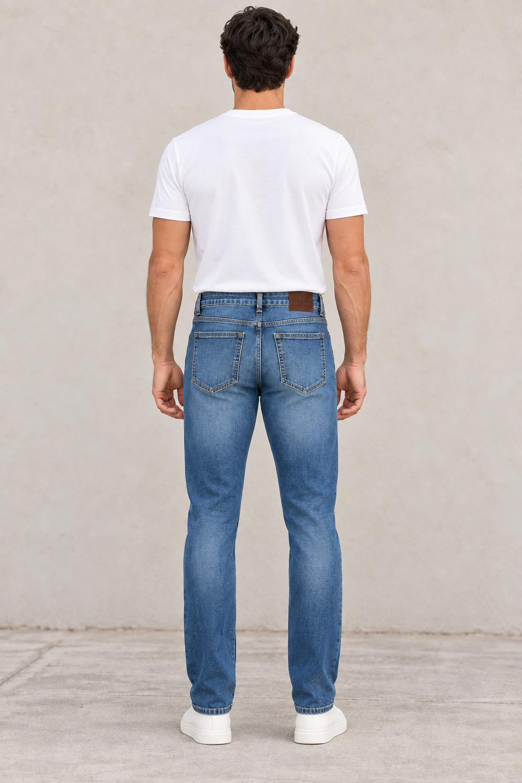 Jeans Para Hombre Mezclilla Slim Deslavado  J61107 Azul