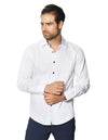 Camisas Para Hombre Manga Larga Satinada Puntos B45326 Blanco