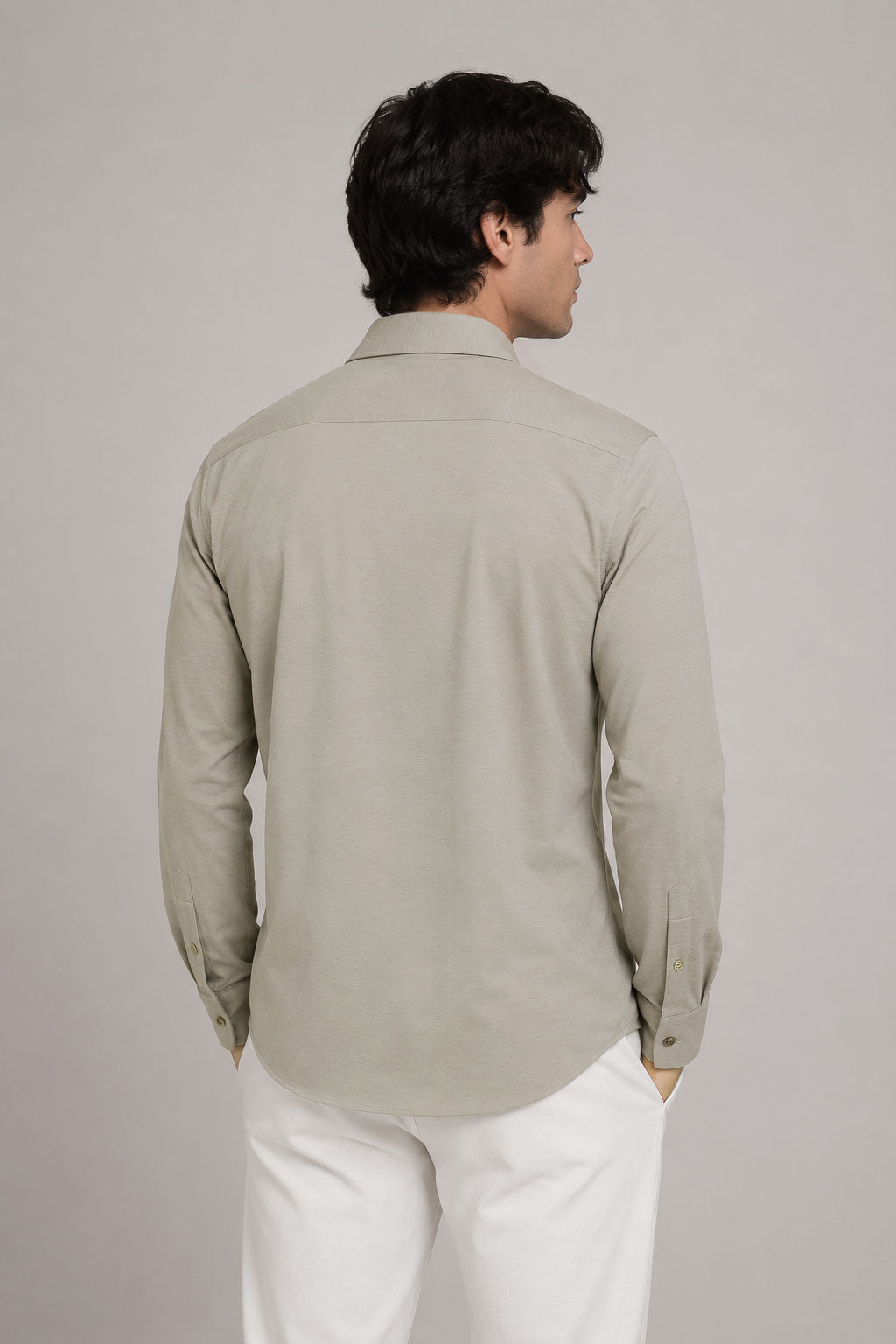Camisas Para Hombre Jersey Super Stretch De Punto Non Iron B55402 Beige