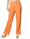Pantalones Para Mujer Bobois Moda Casuales Basico Corrugado De Tiro Alto W41142 Naranja