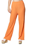 Pantalones Para Mujer Basico Corrugado De Tiro Alto W41142 Naranja