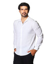 Camisas Para Hombre Bobois Moda Casuales De Manga Larga Lisa Basica Slim Fit B35321 Blanco