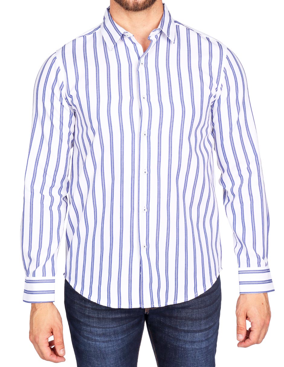 Camisas Para Hombre Regular Fit Dobby B51309 Blanco