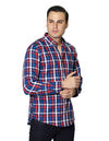 Camisas Hombre Bobois Casuales De Manga Larga Con Estampado De Cuadros Relaxed Fit B35108 Rojo