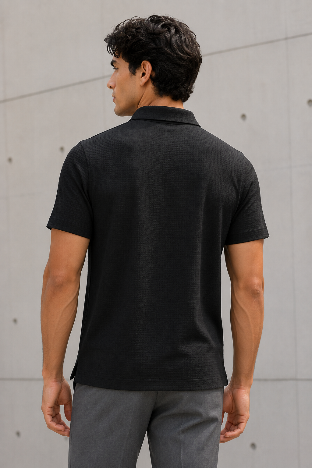 Playeras Polo Para Hombre Premium Con Textura A55405 Negro