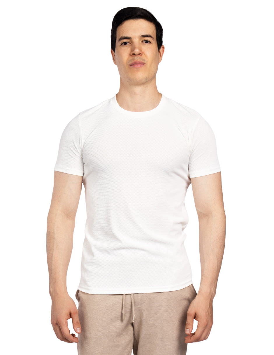 Playeras Para Hombre Con Textura A51305 Blanco