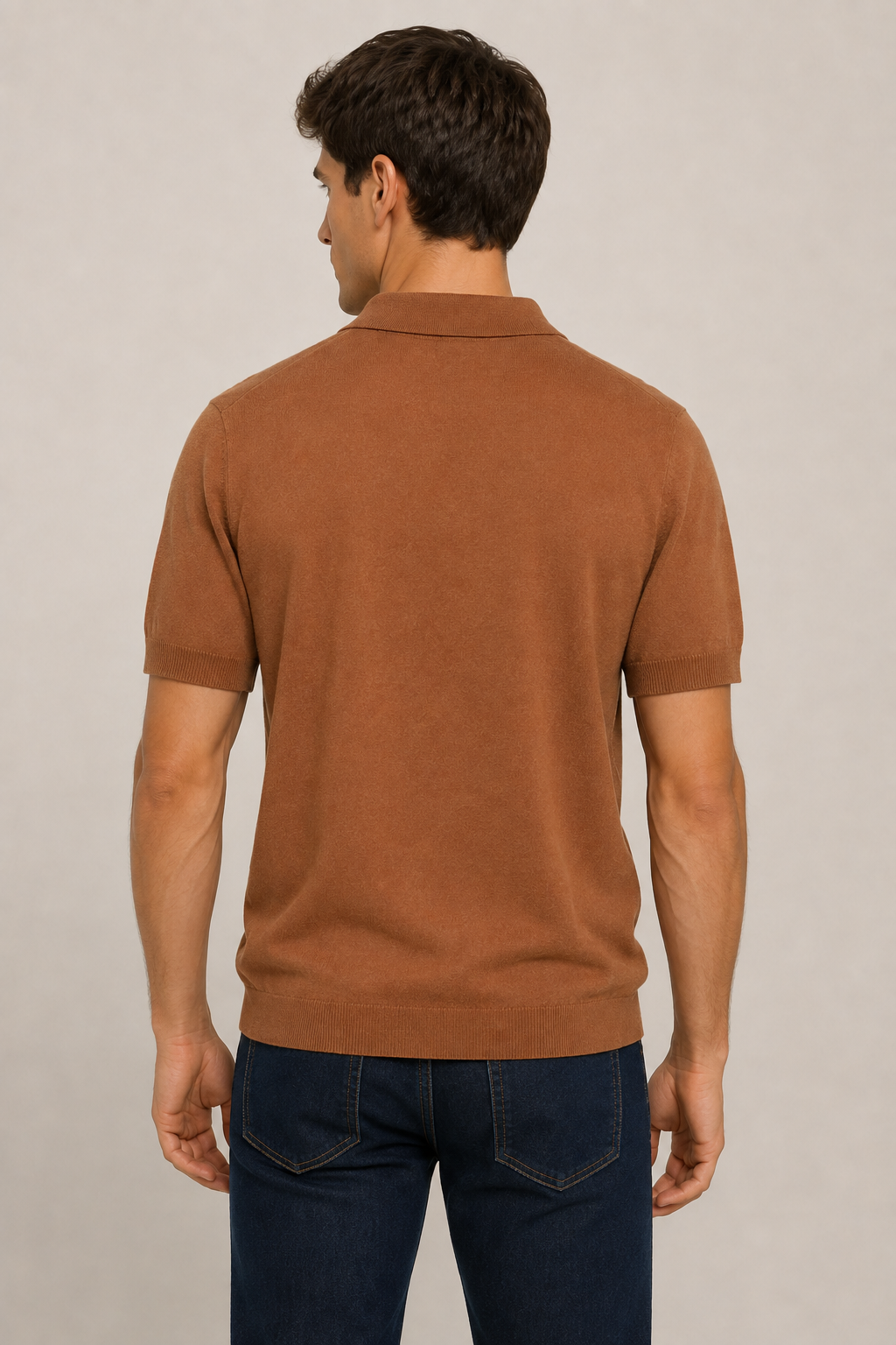 Playeras Polo Para Hombre de Punto Lisa Slim Fit A61453 Cocoa