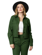 Chamarras Para Mujer Corta Bolsillos Q43100 Militar