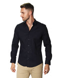 Camisas Para Hombre Manga Larga Slim Fit Marino BPOPST