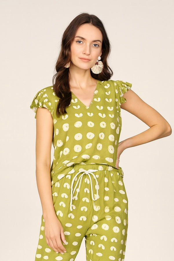 Blusas Para Mujer Mangas Con Olanes N51101 Olivo