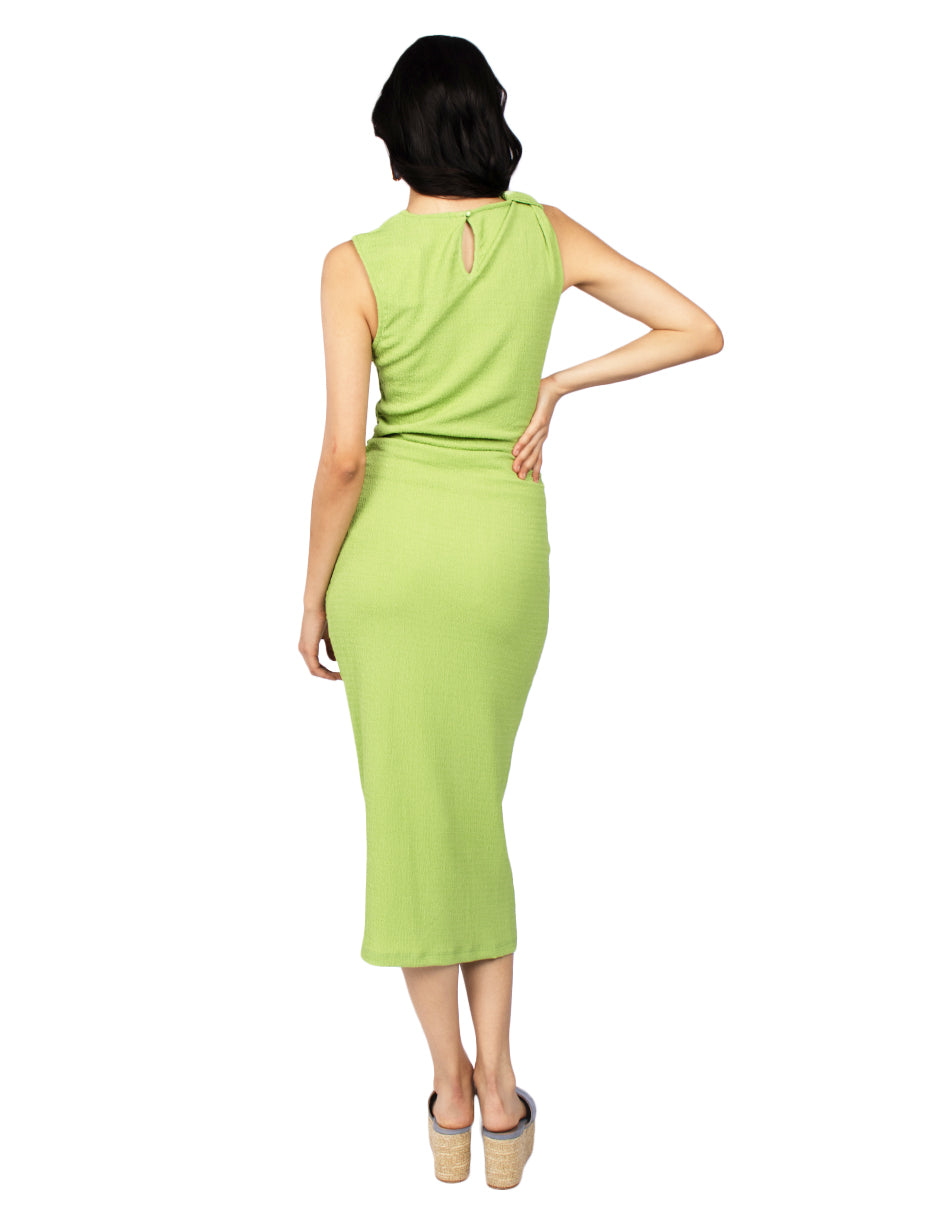 Vestidos Para Mujer Midi Drapeado Ajustado S51113 Verde