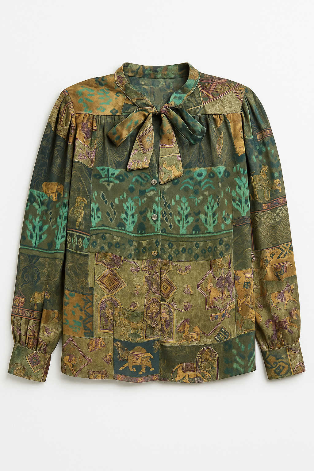 Blusas Para Mujer Satinada Con Liston N53114 Verde