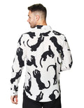 Camisas Para Hombre Manga Larga Estampada B45533 Blanco