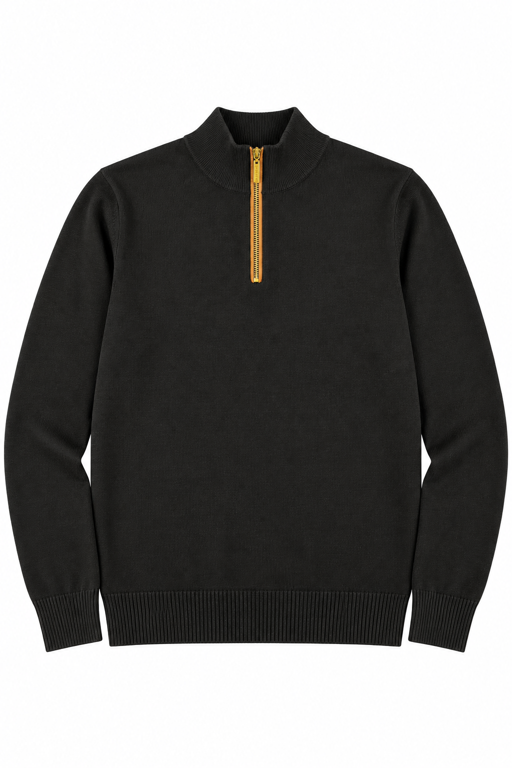 Suéteres Para Hombre Cuello Alto y Cremallera De Punto Fino E65302 Negro
