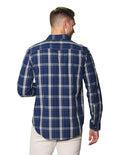 Camisas Para Hombre Manga Larga Estampado Cuadros B45111 Azul