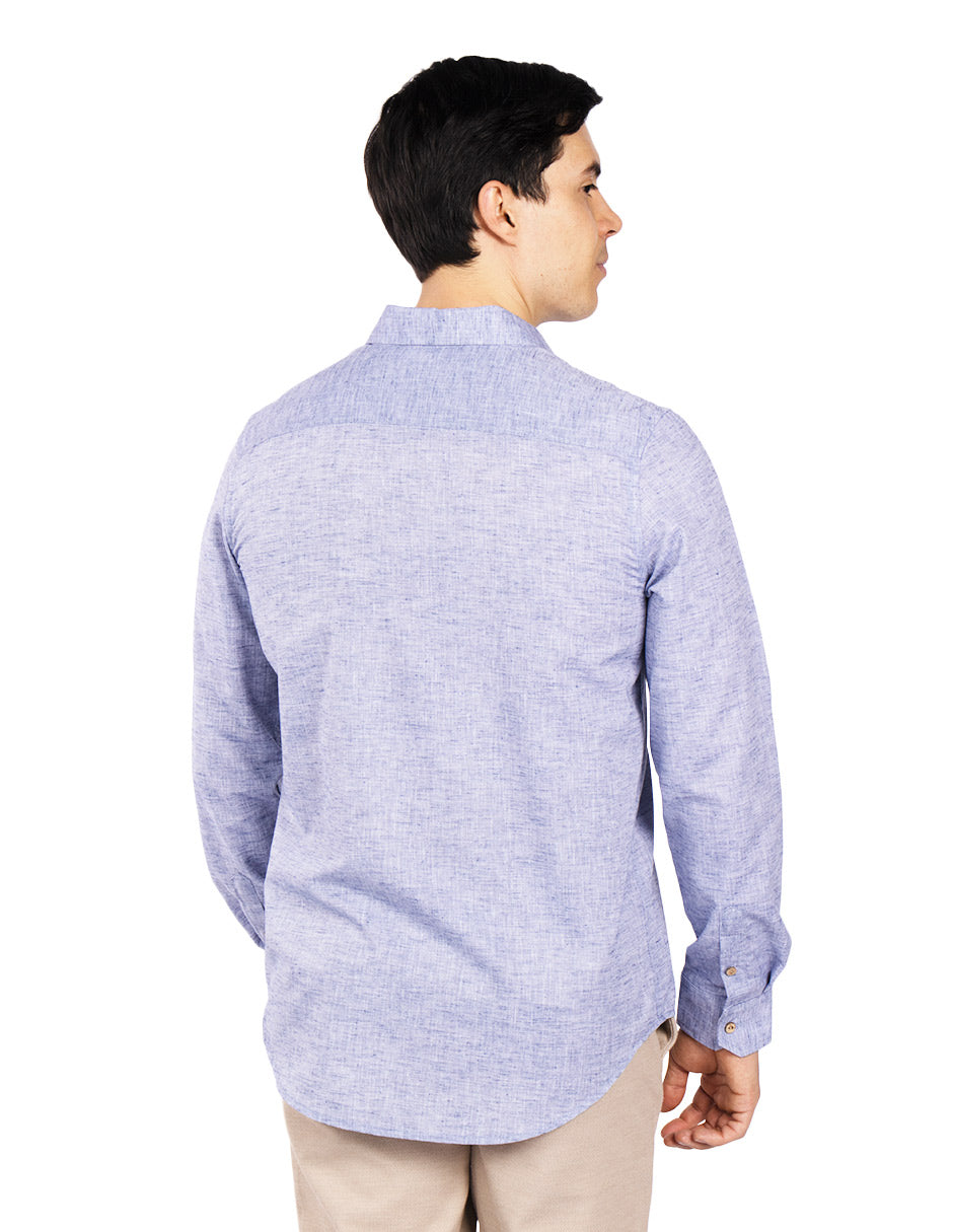 Camisas Para Hombre Tipo Lino Regular Fit B51321 Azul