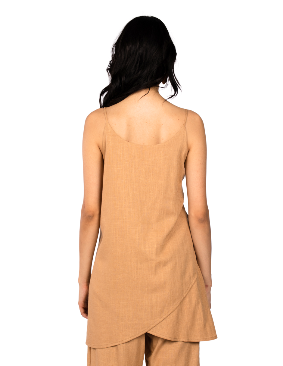 Blusas Para Mujer De Doble Capa Desigual N51145 Camel