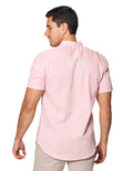 Camisas Para Hombre Bobois Moda Casuales De Manga Corta Tipo Lino Cuello Mao Regular Fit B41351 Rosa Palo