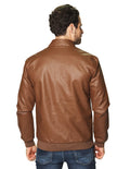 Chamarras Para Hombre Cazadora de Piel Sintetica D45321 Camel