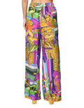 Pantalones Para Mujer Bobois Moda Casuales Comodo Acampanado De Tiro Alto Con Estampado Floral W41133 Unico