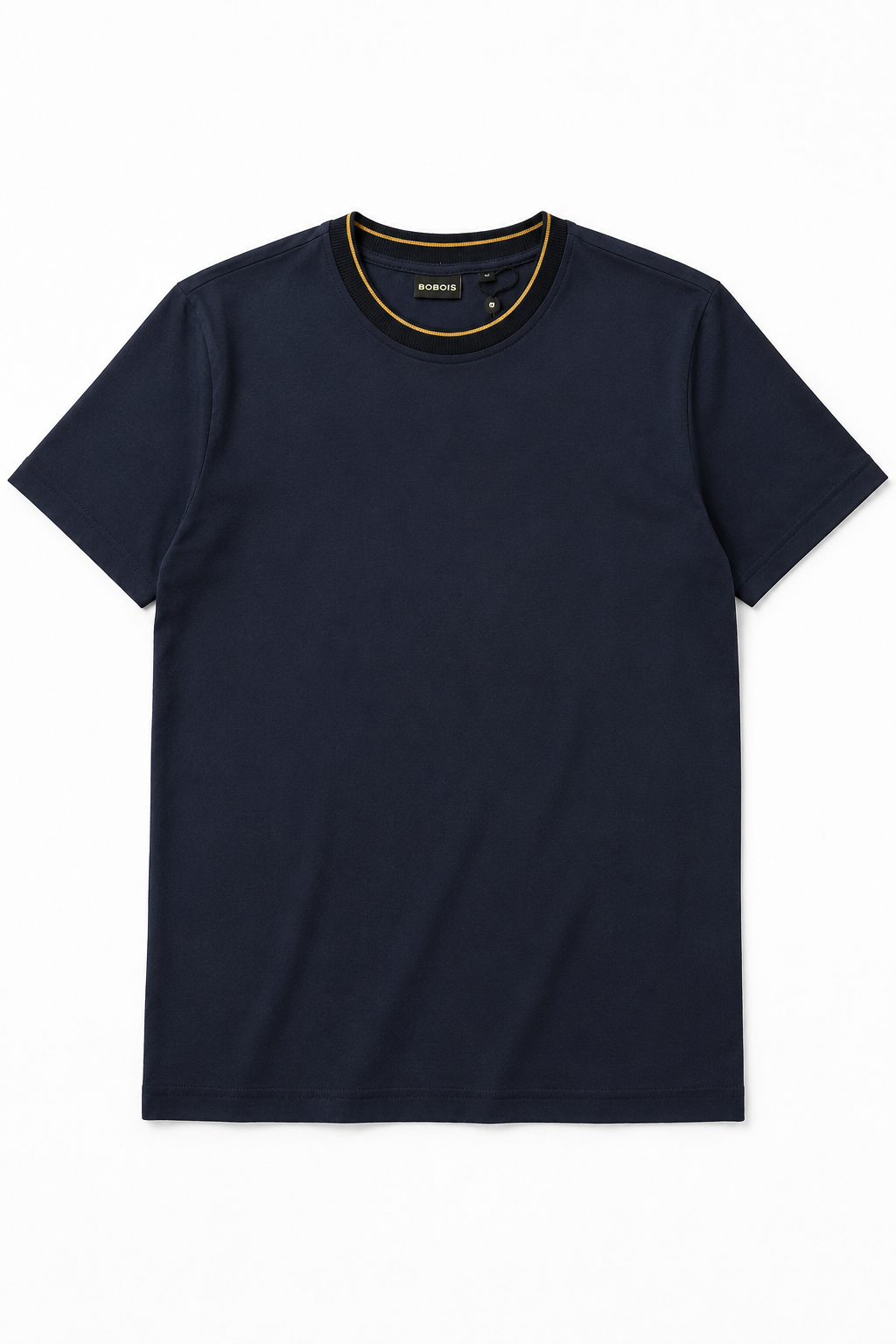 Playeras Para Hombre Básica De Cuello Redondo Con Rib Y Detalle Contrastante A65403 Marino