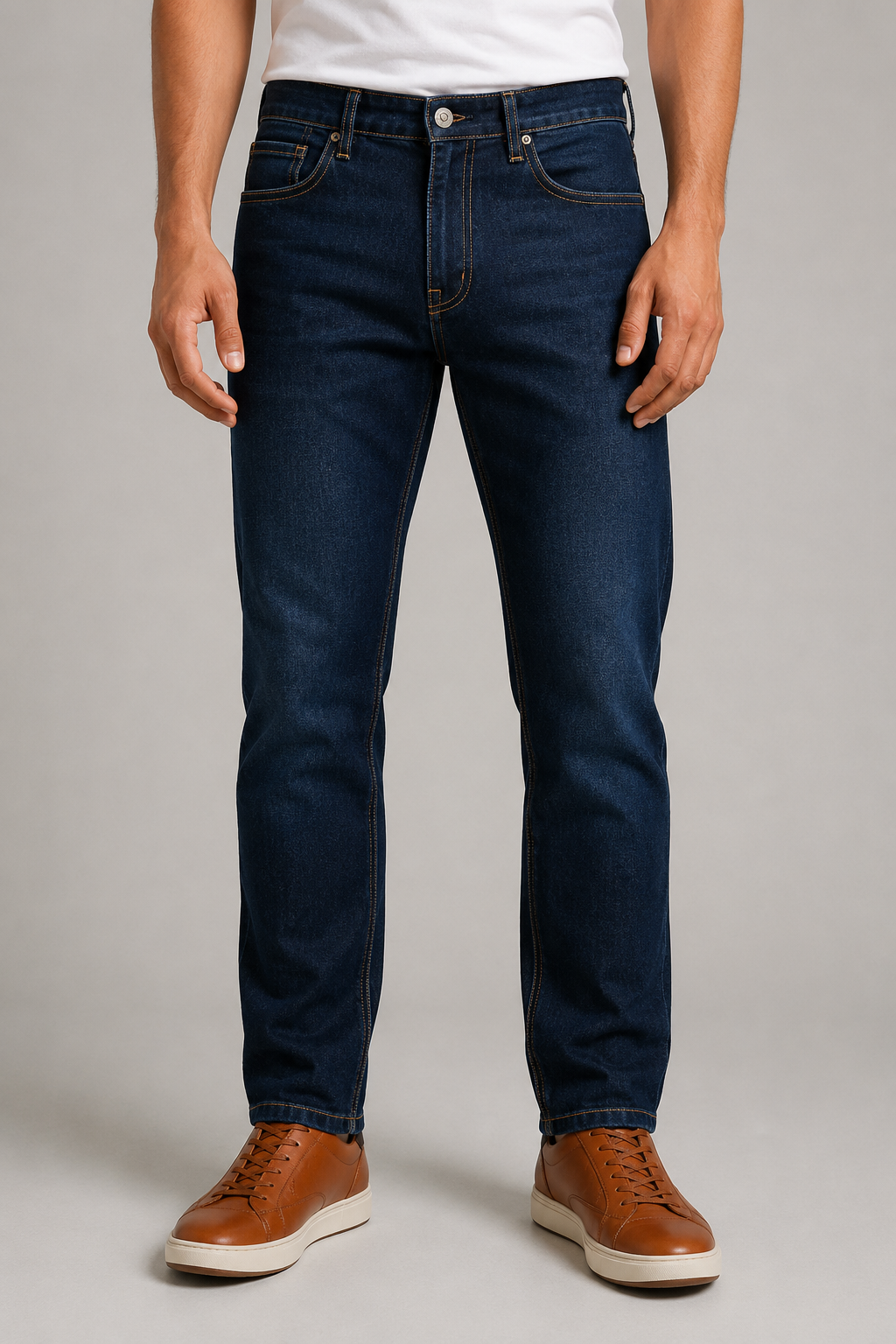 Jeans Para Hombre Mezclilla Slim Deslavado Oscuro J61110 Azul