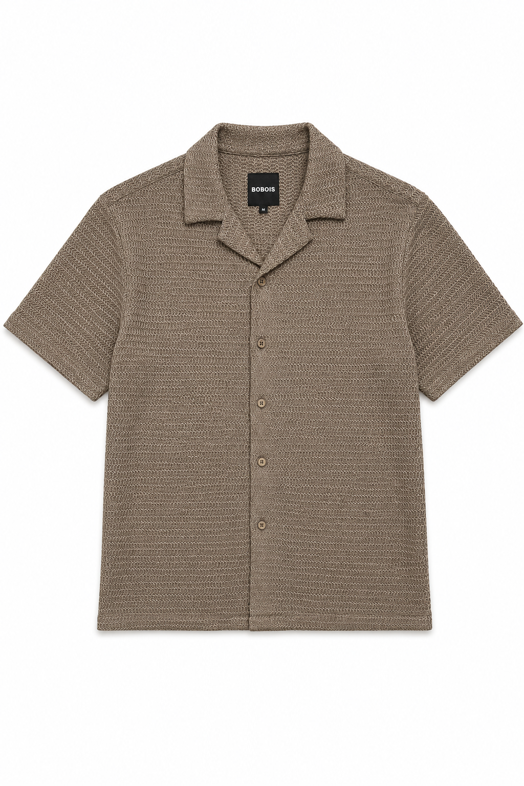 Camisas Para Hombre Manga Corta Con Tejido de Punto B65457 Moca